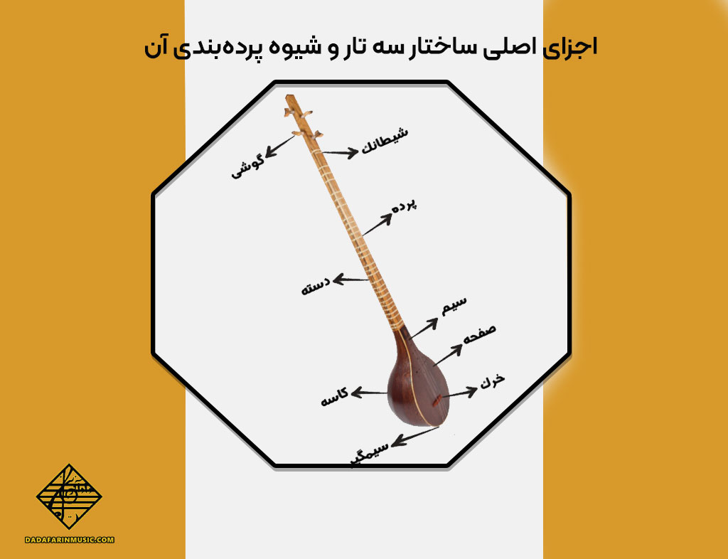 اجزای اصلی ساختار سه تار و شیوه پرده‌بندی آن